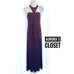 Jill Stuart 4 Cranberry Jersey Dress Halter Gown Racerback Sleeveless
